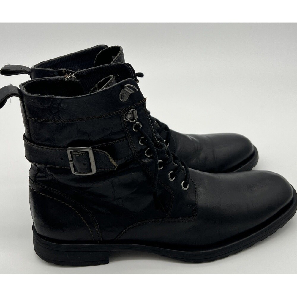 Aston Grey Collection Rockcastle 2 Black Leather Lace Up Zip Boots Mens Sz 10 US